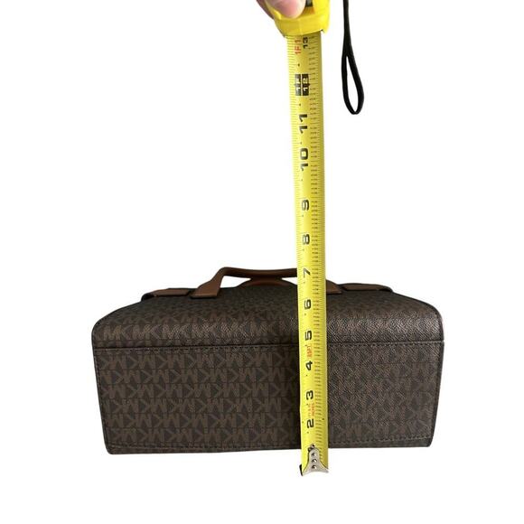 NWT Michael Kors Carmen Medium Flap Satchel Brown Handbag MK Crossbody Bag Purse - Picture 12 of 16